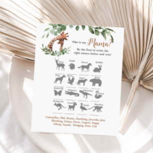 Giraffe baby shower Wie is mijn mama spel