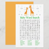 Giraffe Baby shower Word Search Game (Voorkant / Achterkant)