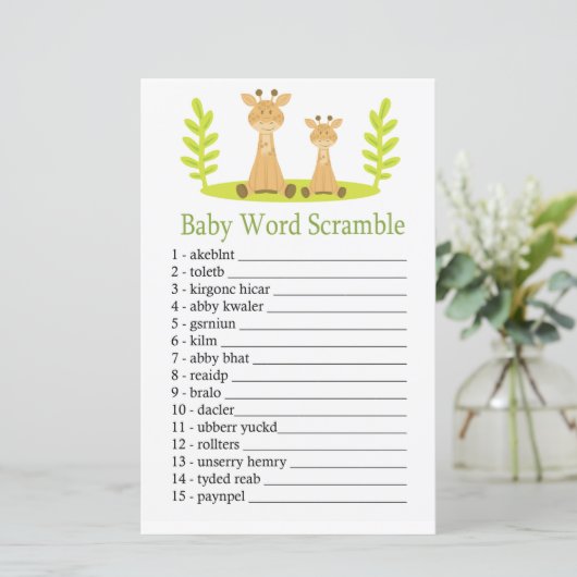 Giraffe Baby word scramble game (Staand voorkant)