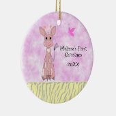 Giraffe Baby's Eerste Kerstmis Keramisch Ornament (Rechts)