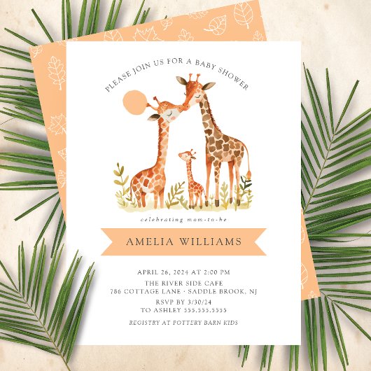 Giraffe Baisers Baby shower Invitation