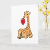 Giraffe Ballon Kaart (Gele Bloem)