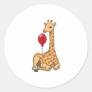 Giraffe ballon ronde sticker