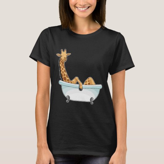 Giraffe Bathe Bathtub T-shirt (Voorkant)