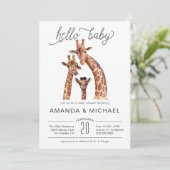 Giraffe Bébé mignonne | Invitation baby shower (Debout devant)