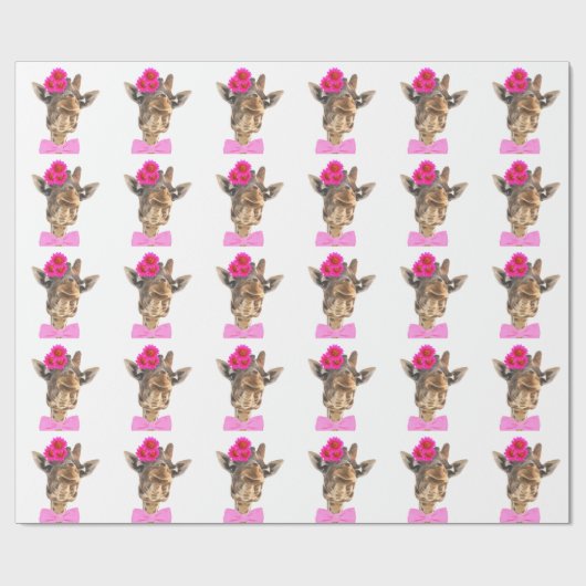 Giraffe beest grappige waterverf cadeaupapier (Vlak)