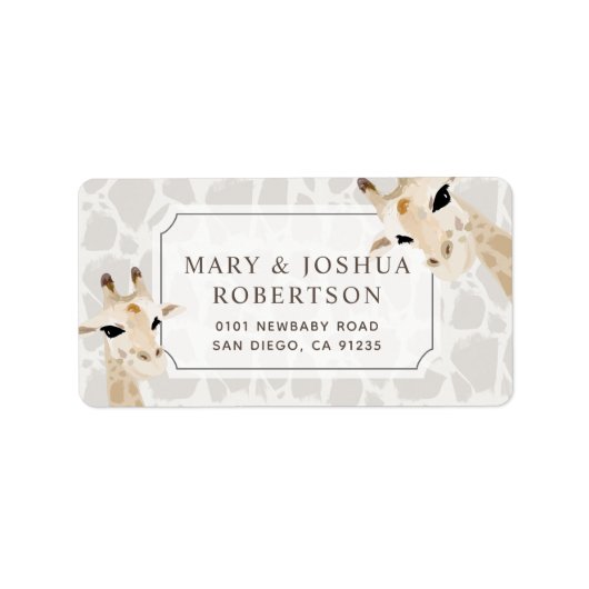 Giraffe Beige Waterverf Baby shower Etiket (Voorkant)