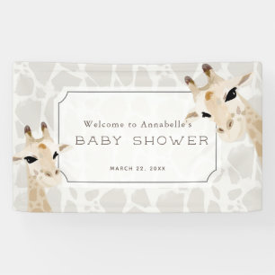 Giraffe Beige Waterverf Baby shower Welkomstteken Spandoek