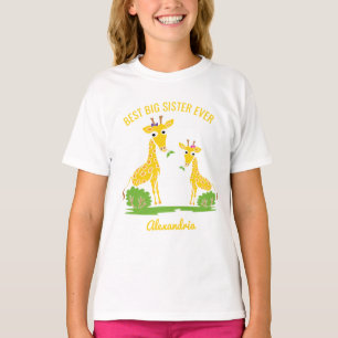 Giraffe Best Big Sister Ever Girls op persoonlijke T-shirt