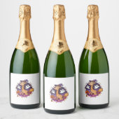 Giraffe bezemsteel sparkling wijnetiket (Flessen)