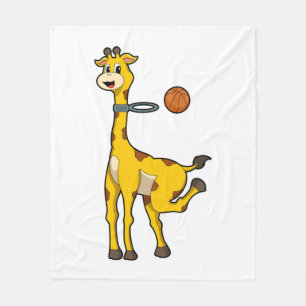 Giraffe bij Basketball met Basketball-hoepel Fleece Deken