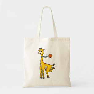Giraffe bij Basketball met Basketball-hoepel Tote Bag