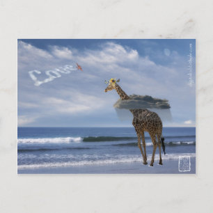 Giraffe bij de strand briefkaart