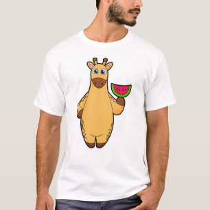 Giraffe bij Eten met Watermeloen T-shirt