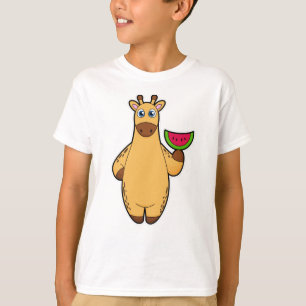 Giraffe bij Eten met Watermeloen T-shirt