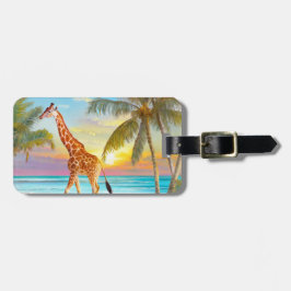 Giraffe bij het strand Tropical Bagagelabel