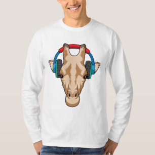 Giraffe bij Muziek met hoofdtelefoon T-shirt