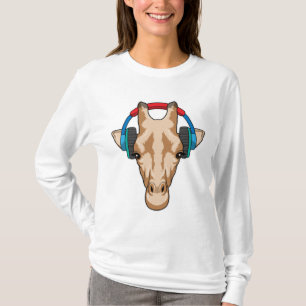 Giraffe bij Muziek met hoofdtelefoon T-shirt