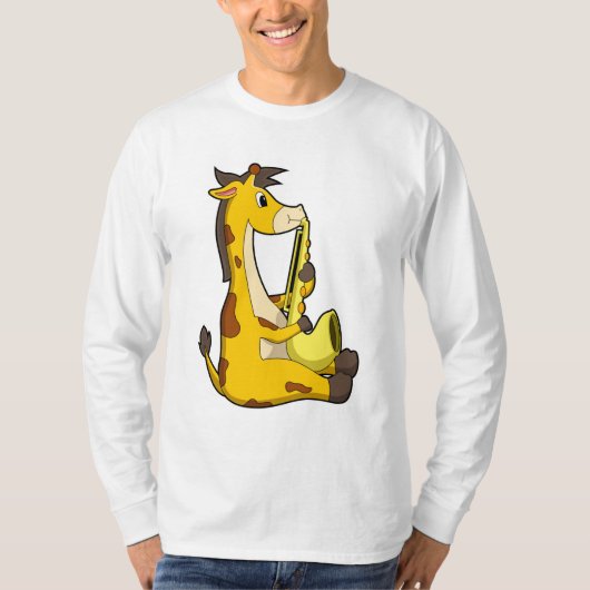 Giraffe bij Muziek met Saxophone.PNG T-shirt (Voorkant)
