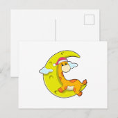 Giraffe bij slapend met maan briefkaart (Voorkant / Achterkant)