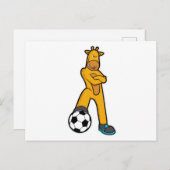 Giraffe bij sport met voetbal briefkaart (Voorkant / Achterkant)