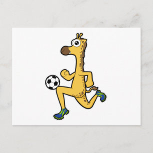 Giraffe bij voetbal sport briefkaart