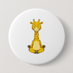 Giraffe bij Yoga Meditation Ronde Button 7,6 Cm