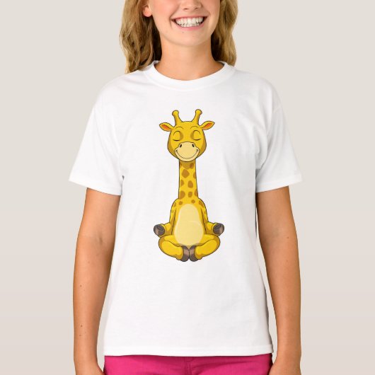 Giraffe bij Yoga Meditation T-shirt (Voorkant)