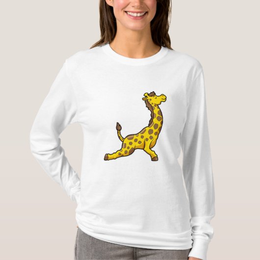 Giraffe bij Yoga Stretching Leg T-shirt (Voorkant)
