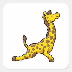Giraffe bij Yoga Stretching Leg Vierkante Sticker