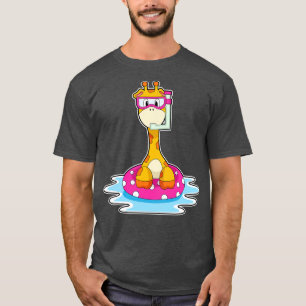 Giraffe bij zwemmen met Snorkel T-shirt