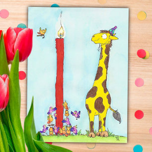 GIRAFFE BIRTHDAY briefkaart van Nicole Janes