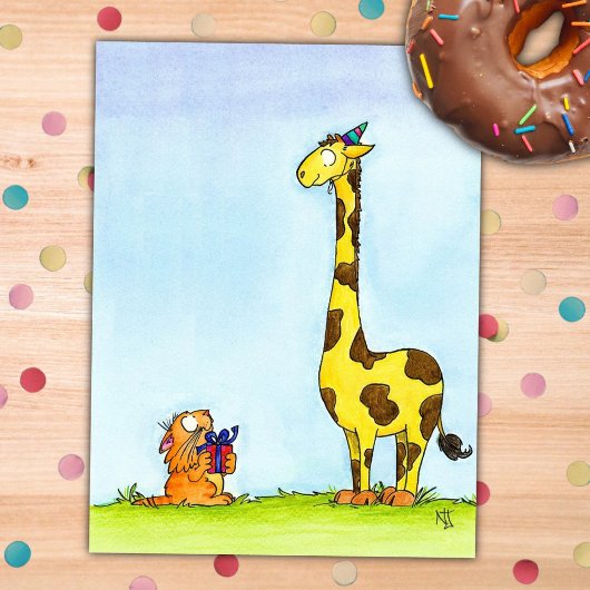 GIRAFFE BIRTHDAY briefkaart van Nicole Janes