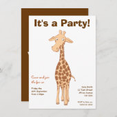 Giraffe Birthday Party Invitation Kaart (Voorkant / Achterkant)