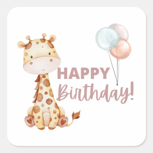 Giraffe Birthday Stickers (Voorkant)