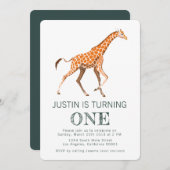 Giraffe Birthday Uitnodiging (Voorkant / Achterkant)