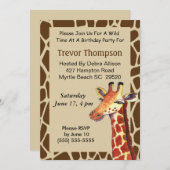 Giraffe Birthday Uitnodiging (Voorkant / Achterkant)