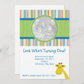 Giraffe Birthday Uitnodiging en aankondiging (Voorkant / Achterkant)