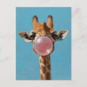 Giraffe blaast roze bubbelsteen briefkaart (Voorkant)