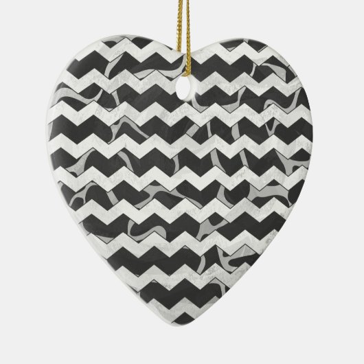 Giraffe Black en Gray Chevron Pattern Keramisch Ornament (Rechts)