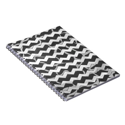 Giraffe Black en Gray Chevron Pattern Notitieboek (Rechterzijde)