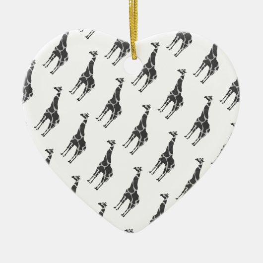 Giraffe Black en Grey Silhoutte Keramisch Ornament (Voorkant)