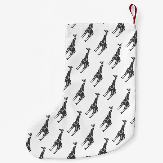 Giraffe Black en Grey Silhoutte Kleine Kerstsok (Achterkant)