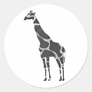 Giraffe Black en Grey Silhoutte Ronde Sticker