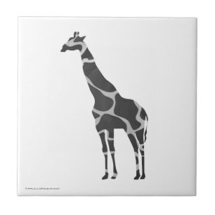 Giraffe Black en Grey Silhoutte Tegeltje