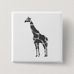 Giraffe Black en Grey Silhoutte Vierkante Button 5,1 Cm