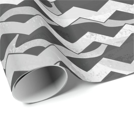 Giraffe Black, Light Grey Chevron Cadeaupapier (Rol Hoek)