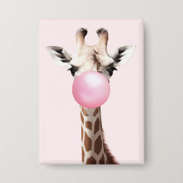 Giraffe blazen roze bubbel kauwgom grillige kunst button