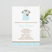 Giraffe Bleue Imprimer Douche Bébé Invitations (Debout devant)