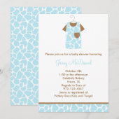 Giraffe Bleue Imprimer Douche Bébé Invitations (Devant / Derrière)